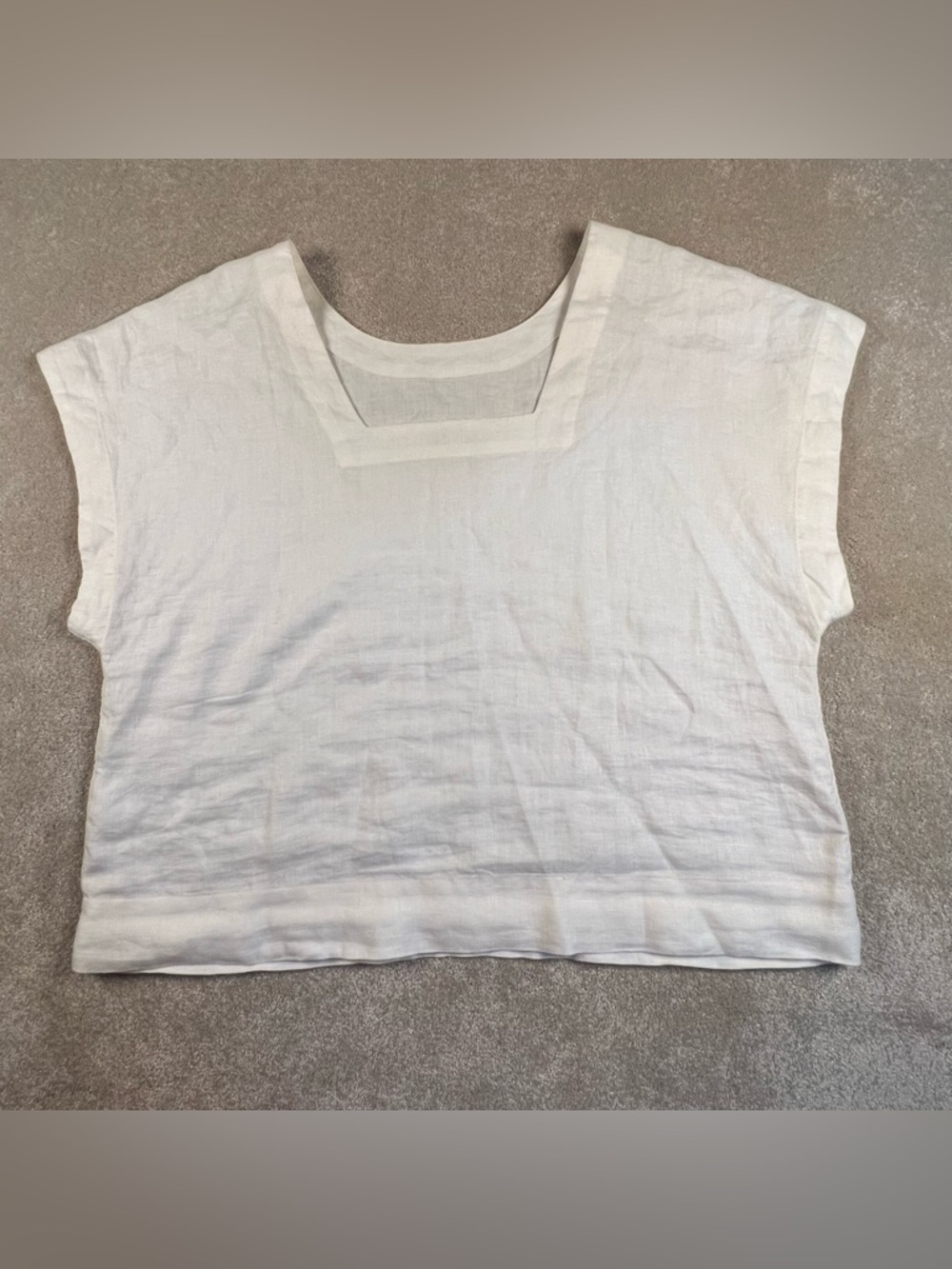 Madewell 100% Linen Shirt Short Sleeve Off White Lightweight Women's XL - Picture 4 of 7
